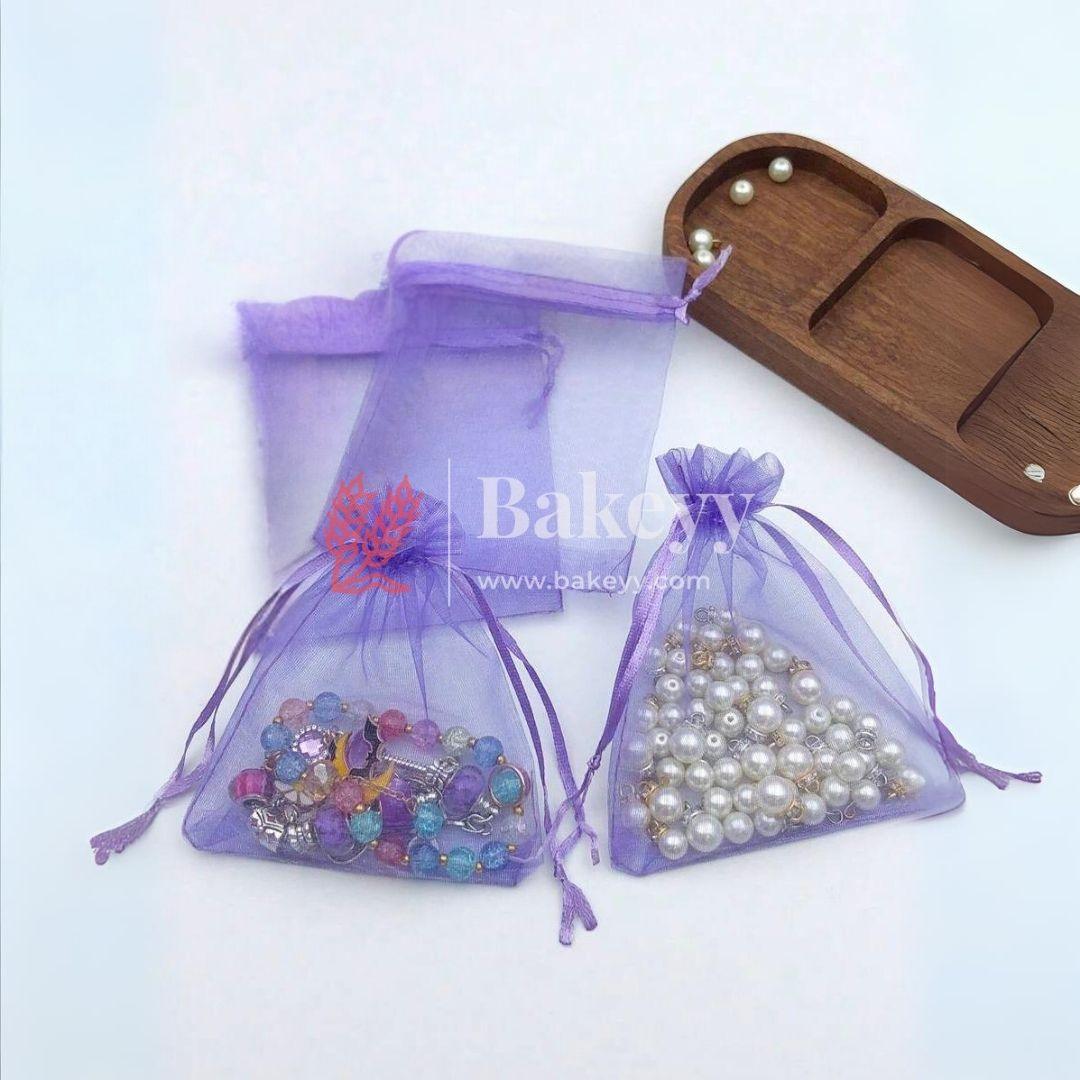 8x10 CM | Organza Potli Bags | Light Purple Colour | Candy Bag | - Bakeyy.com - India - 8x10 CM | Organza Potli Bags | Light Purple Colour | Candy Bag | - Pack Of 100 / 8x10 cm / 3x4 inch / Purple