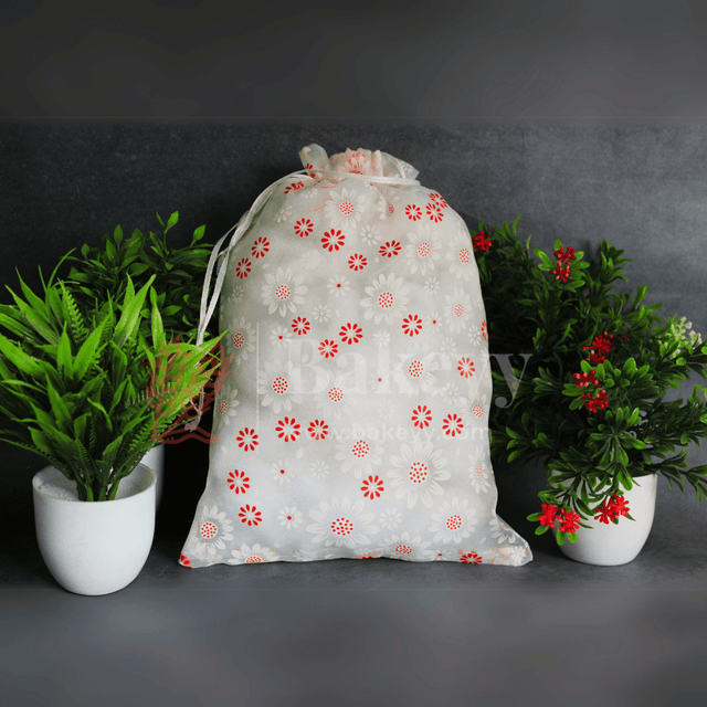 22x31 CM | Floral Designs Organza Potli Bags | Pack of 50 | White Color | Candy Bag - Bakeyy.com - India - 22x31 CM | Floral Designs Organza Potli Bags | Pack of 50 | White Color | Candy Bag - Default Title