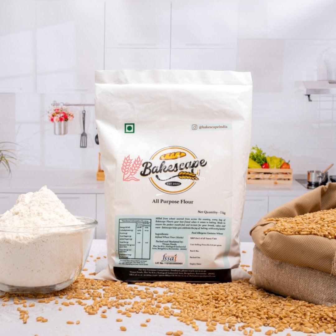 Bakescape All-Purpose Flour 1kg | Your Essential Partner for Perfect Baking Creations | Versatile Culinary Delights for Bakers & Homemakers - Bakeyy.com - India - Bakescape All-Purpose Flour 1kg | Your Essential Partner for Perfect Baking Creations | Versatile Culinary Delights for Bakers & Homemakers - Default Title