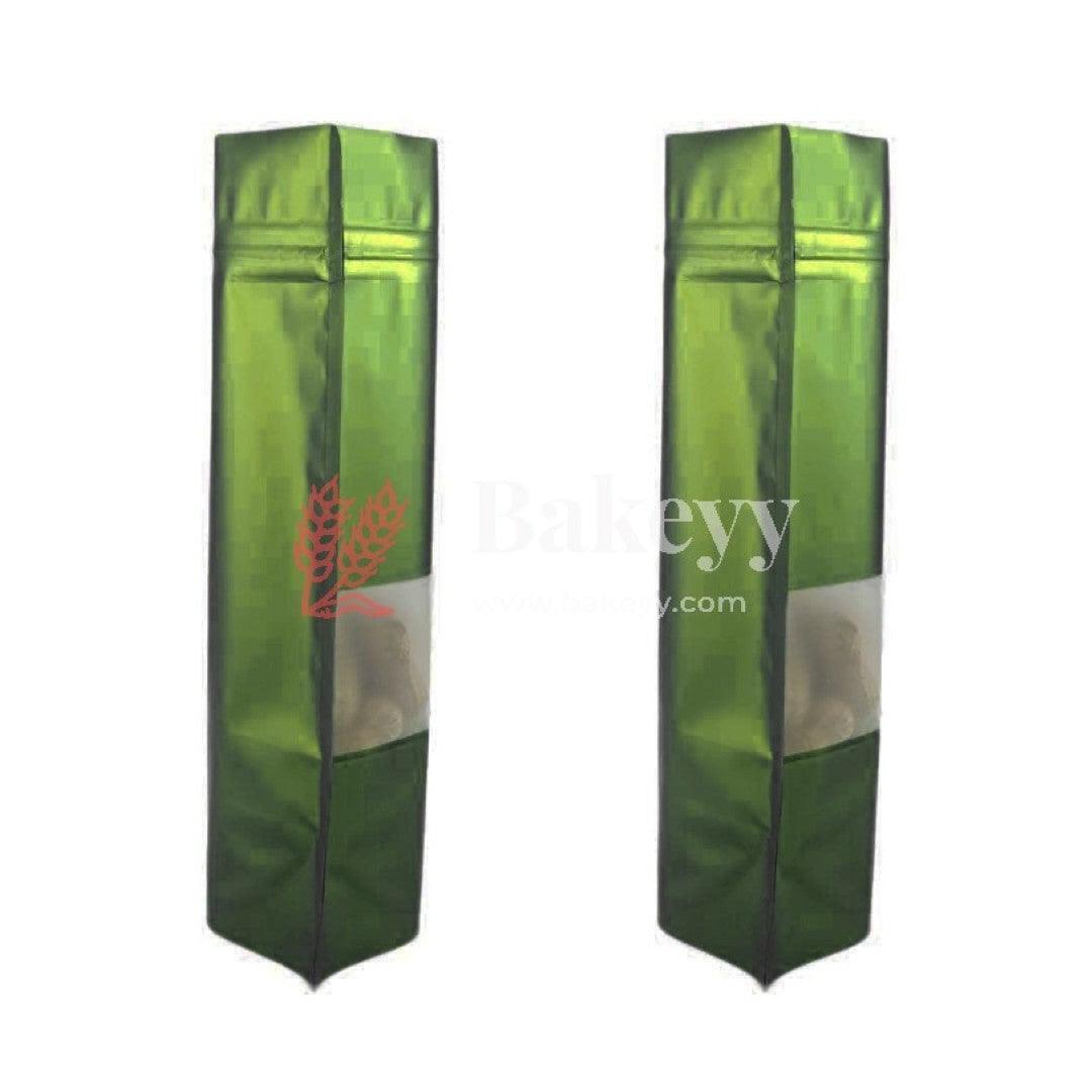 250 gm | Zip Lock Pouch | Dark Green Color With Window | 13.5x22 Cm | Standing Pouch | 110 GSM | - Bakeyy.com - India - 250 gm | Zip Lock Pouch | Dark Green Color With Window | 13.5x22 Cm | Standing Pouch | 110 GSM | - Pack Of 50 / 13.5x22 Cm / 250 gm