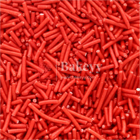 Red Color Vermicelli Sprinklers - Bakeyy.com - India - Red Color Vermicelli Sprinklers - 100 gm / Red