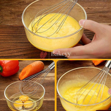 Heavy Stainless Steel Whisk, Whisk Egg Beater | Wisk Manual Whisk Balloon Whisk Stirring | 3 Different Size - Bakeyy.com - India - Heavy Stainless Steel Whisk, Whisk Egg Beater | Wisk Manual Whisk Balloon Whisk Stirring | 3 Different Size - Small / 8" inch