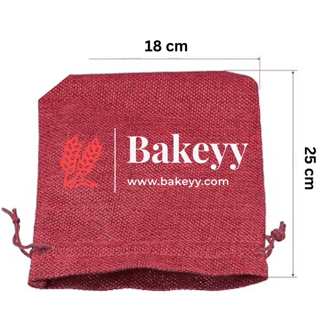 Maroon Jute Potli Bag | Gift Return Gifts Bags | Drawstring Bags | (Pack of 10) - Bakeyy.com - India - Maroon Jute Potli Bag | Gift Return Gifts Bags | Drawstring Bags | (Pack of 10) - 18X25 CM