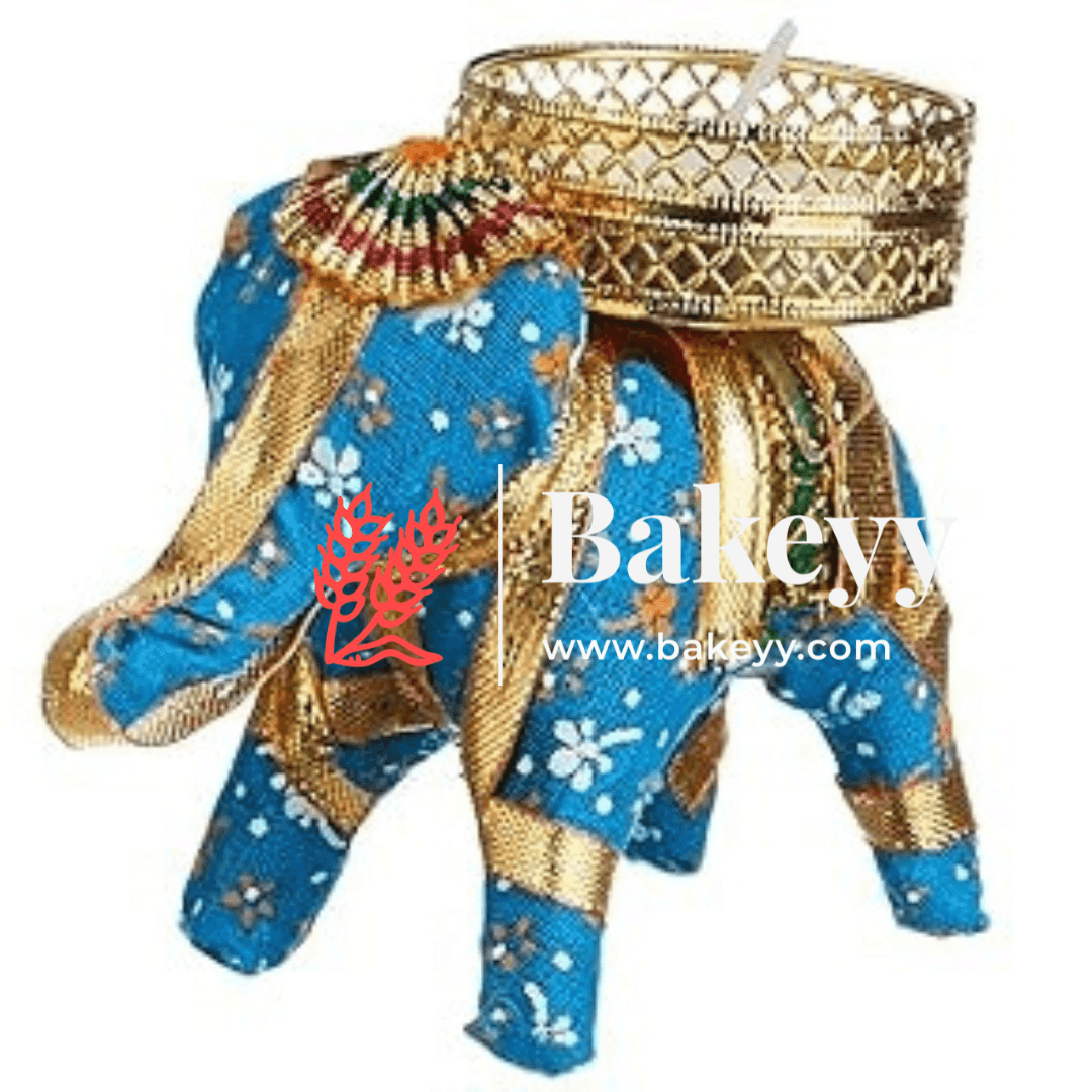 The Majestic Elephant Diya (Pack 4) - Bakeyy.com - India - The Majestic Elephant Diya (Pack 4) - Blue