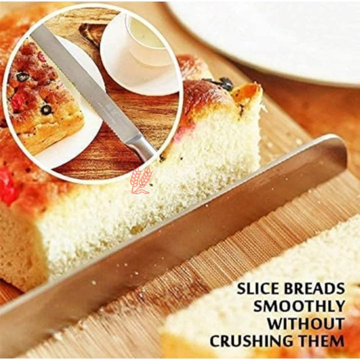 12 Inch Bread Knife Fiber Handle | Stainless Steel Blade with Strong Grip | White Handle - Bakeyy.com