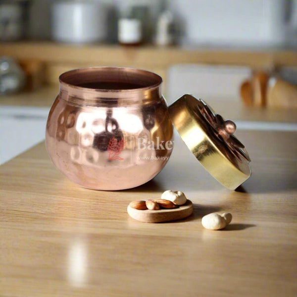 Dry Fruit Jar for Gifting | Designed Jar | Copper tin & Copper lid - Bakeyy.com