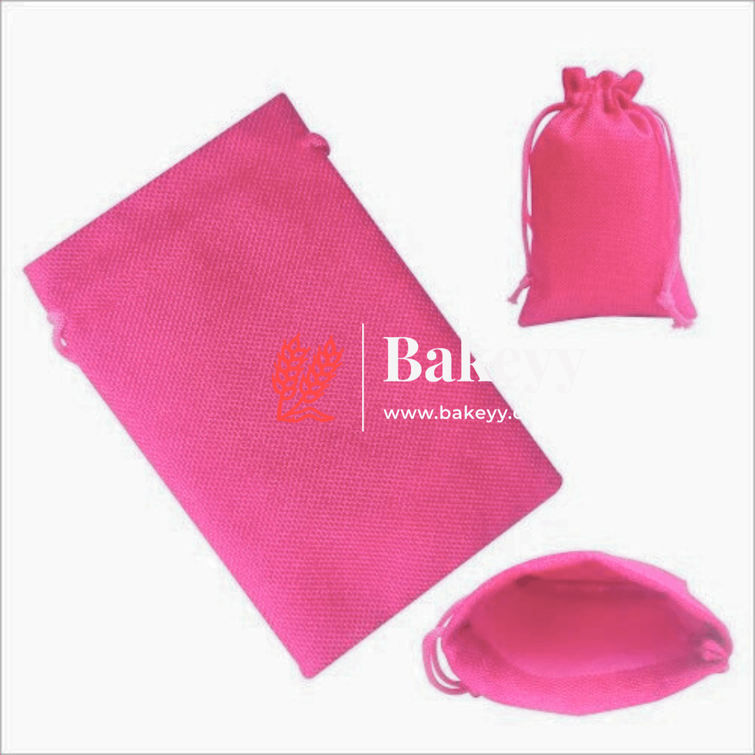 Pink Jute Potli Bag | Gift Return Gifts Bags | Drawstring Bags | (Pack of 10) - Bakeyy.com - India - Pink Jute Potli Bag | Gift Return Gifts Bags | Drawstring Bags | (Pack of 10) - 10X14 CM