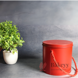 Red Round Tin Box with Handle | Corporate Gifting |Wedding Favors| Birthday Parties |Baby Showers| 1 Piece