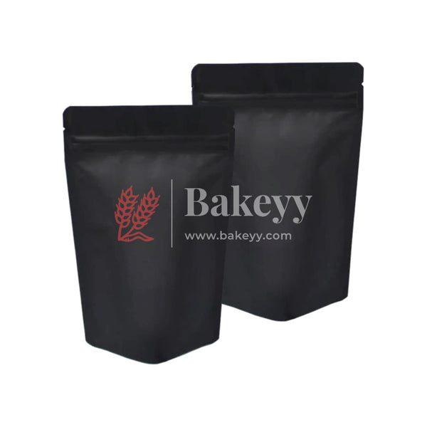 250 gm | Zip Lock Pouch | Black Color Without Window | 13.5x22 CM | Standing Pouch - Bakeyy.com