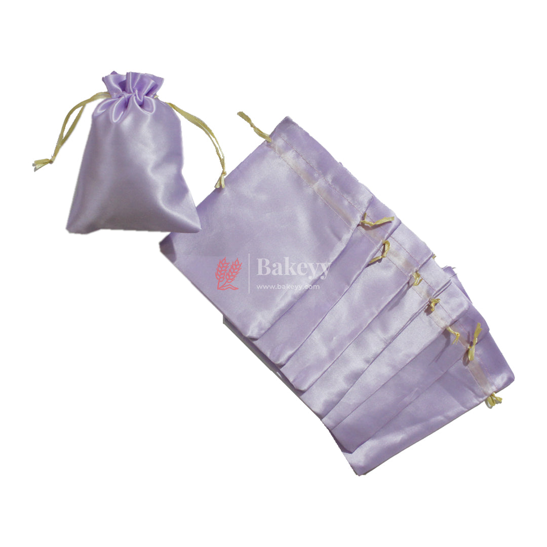 10x14 cm | Satin Potli Bags| Purple Colour | Elegant Drawstring Pouches| for Gifting and Storage|