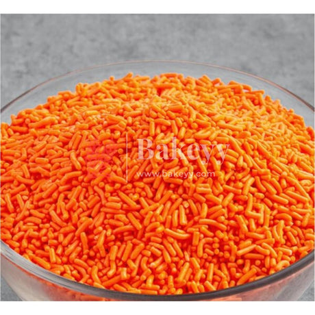 Orange Color Vermicelli Sprinklers - Bakeyy.com - India - Orange Color Vermicelli Sprinklers - 100 gm / Orange