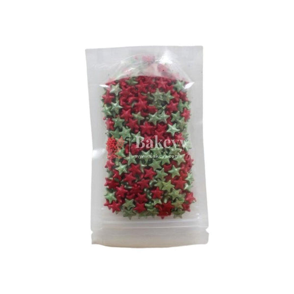 Red & Green Color Mixed Star Sprinklers | 100g - Bakeyy.com