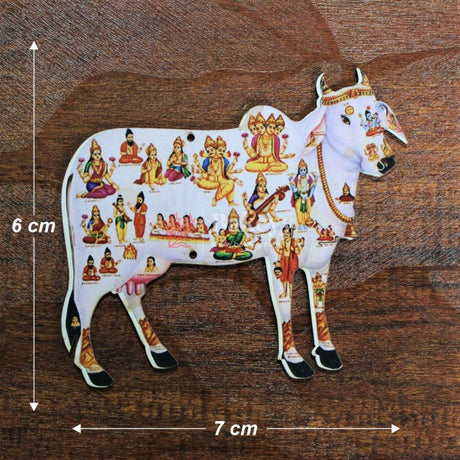 Kamadhenu MDF Wooden Cutout | Wall Hanging | Sacred Cow with Deities | Home Decor| Pack of 2 - Bakeyy.com - India - Kamadhenu MDF Wooden Cutout | Wall Hanging | Sacred Cow with Deities | Home Decor| Pack of 2 - 3" Inch