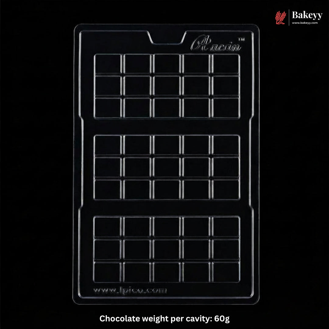Mould 607 | 3 Cavity Mini Chocolate Bar Mould | 3 Bar Chocolate Mould | Plastic Chocolate Mould | Pack of 1