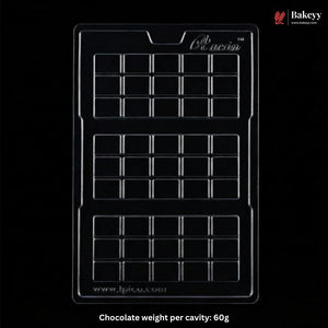 Mould 607 | 3 Cavity Mini Chocolate Bar Mould | 3 Bar Chocolate Mould | Plastic Chocolate Mould | Pack of 1