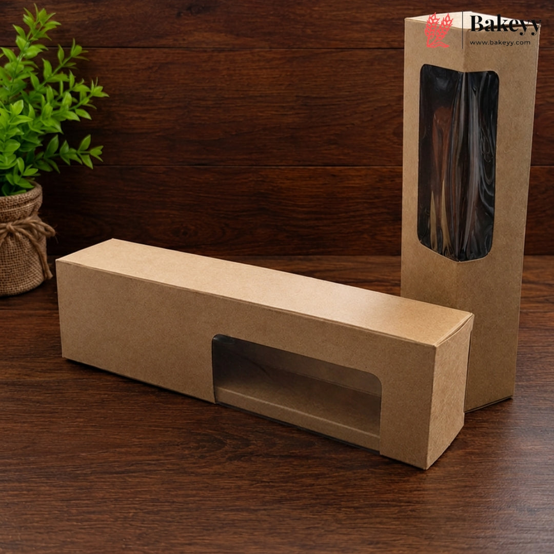 3 Color Rectangular Window Packaging Box | Black, White & Kraft Gift Box for Chocolates, Sweets & Bakery Items