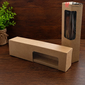 3 Color Rectangular Window Packaging Box | Black, White & Kraft Gift Box for Chocolates, Sweets & Bakery Items