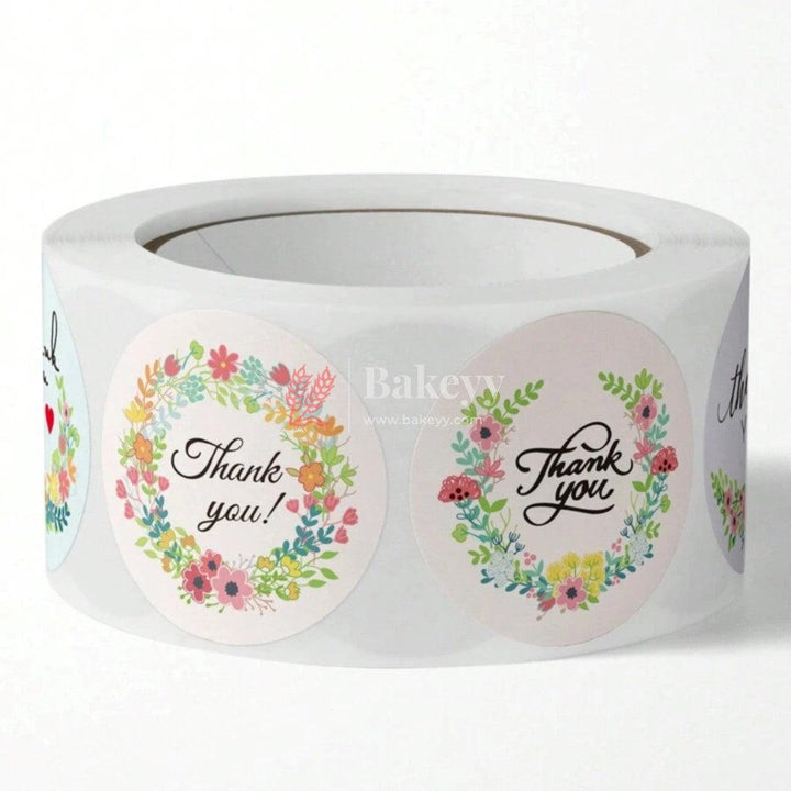 Thank You Stickers Roll | Thank You Labels Round Adhesive Stickers | For Busines and Shop (Pack of 500 Sticker Lable) - Bakeyy.com