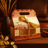 17.5x19x9cm | Luxury Floral Gift Box with Golden Ribbon & Transparent Window With 2 Tins | Pack of 10