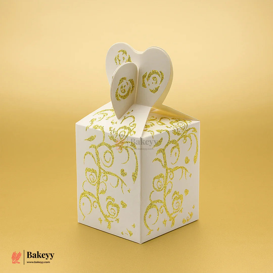 Gift Box | Pack Of 10 | Chocolate Packing Box | Return Gift Box | White; Gold Colour