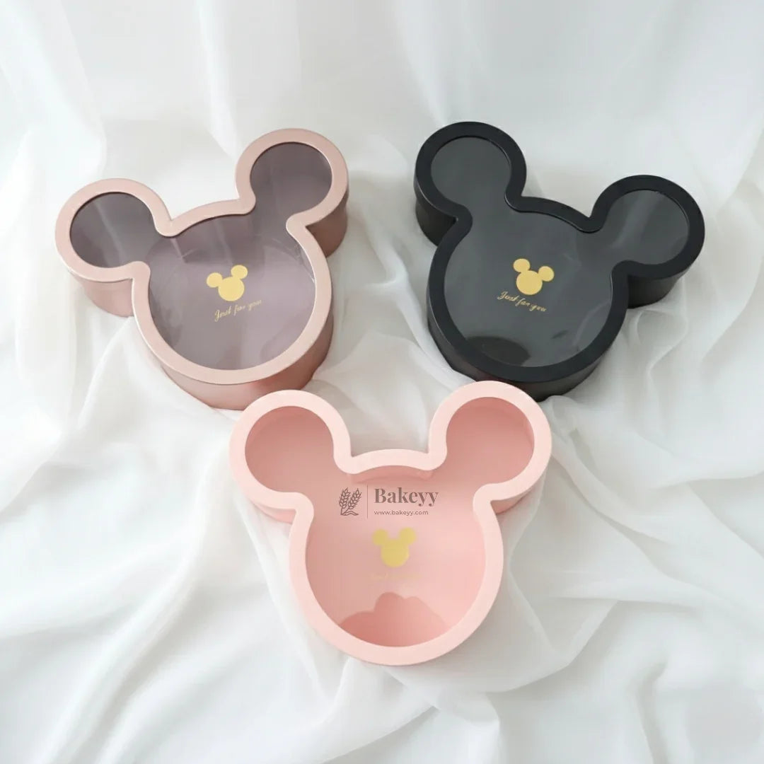 Mickey-Shaped Premium Gift Box with Transparent Lid l Pack of 1 - Bakeyy.com - India - Mickey-Shaped Premium Gift Box with Transparent Lid l Pack of 1 - Pink 599.00