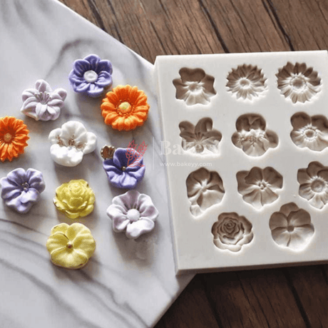 Flowers and Leaf Fondant Mould - Bakeyy.com - India - Flowers and Leaf Fondant Mould - Default Title