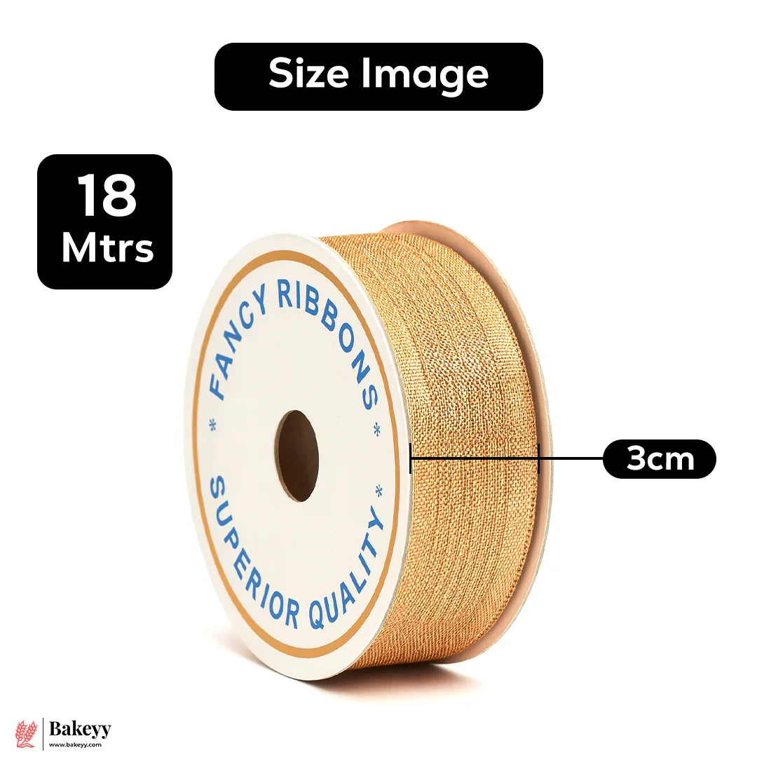 Copper Mesh Fancy Ribbon – 3 cm x 18 Meters | Premium Metallic Finish | 1 Roll