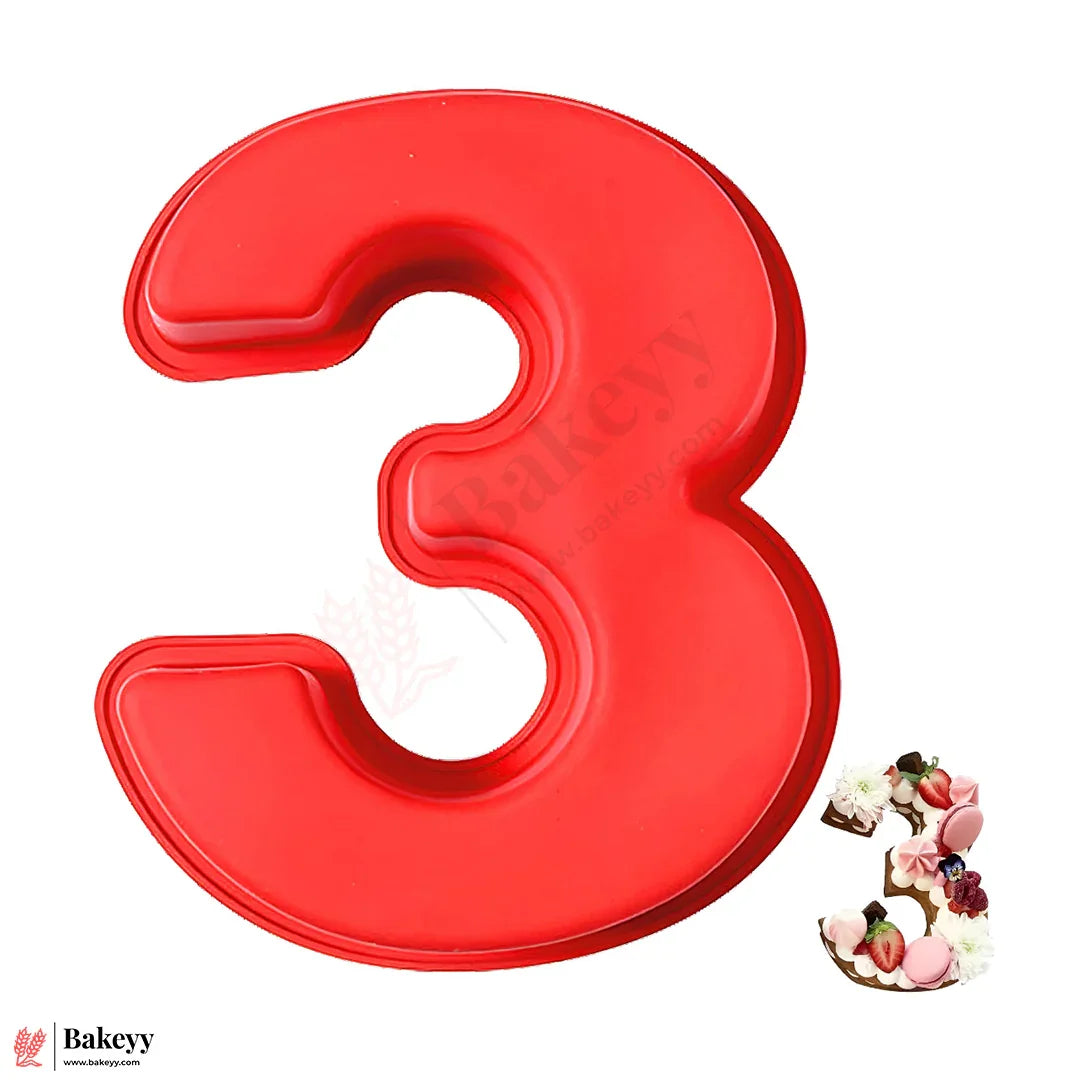 Silicone Number 3 Cake Mold – Non-Stick, Heat Resistant, Multipurpose Baking Mould (Pack Of 1)