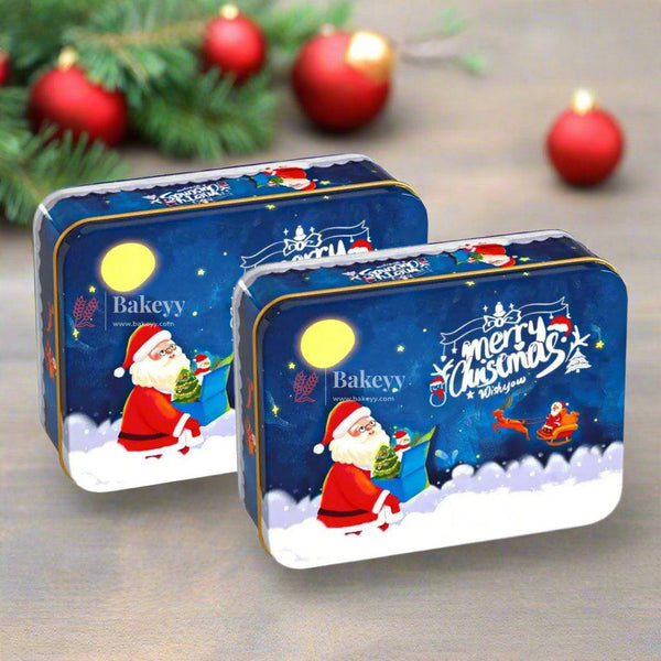 Blue With Santa | Elegant Christmas Decorative Tin Box | Gift Box | Chocolate Box | Cookie Box | Luxury Box | Pack of 6 | - Bakeyy.com - India - Blue With Santa | Elegant Christmas Decorative Tin Box | Gift Box | Chocolate Box | Cookie Box | Luxury Box | Pack of 6 | - Default Title