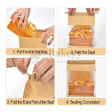 21x28x10.5cm Kraft Bread Bags with Transparent Window – Food-Grade & Stylish | Kraft Paper Pouches for Fresh Bakes | Baked Foods Packaging Storage | Pack Of 50