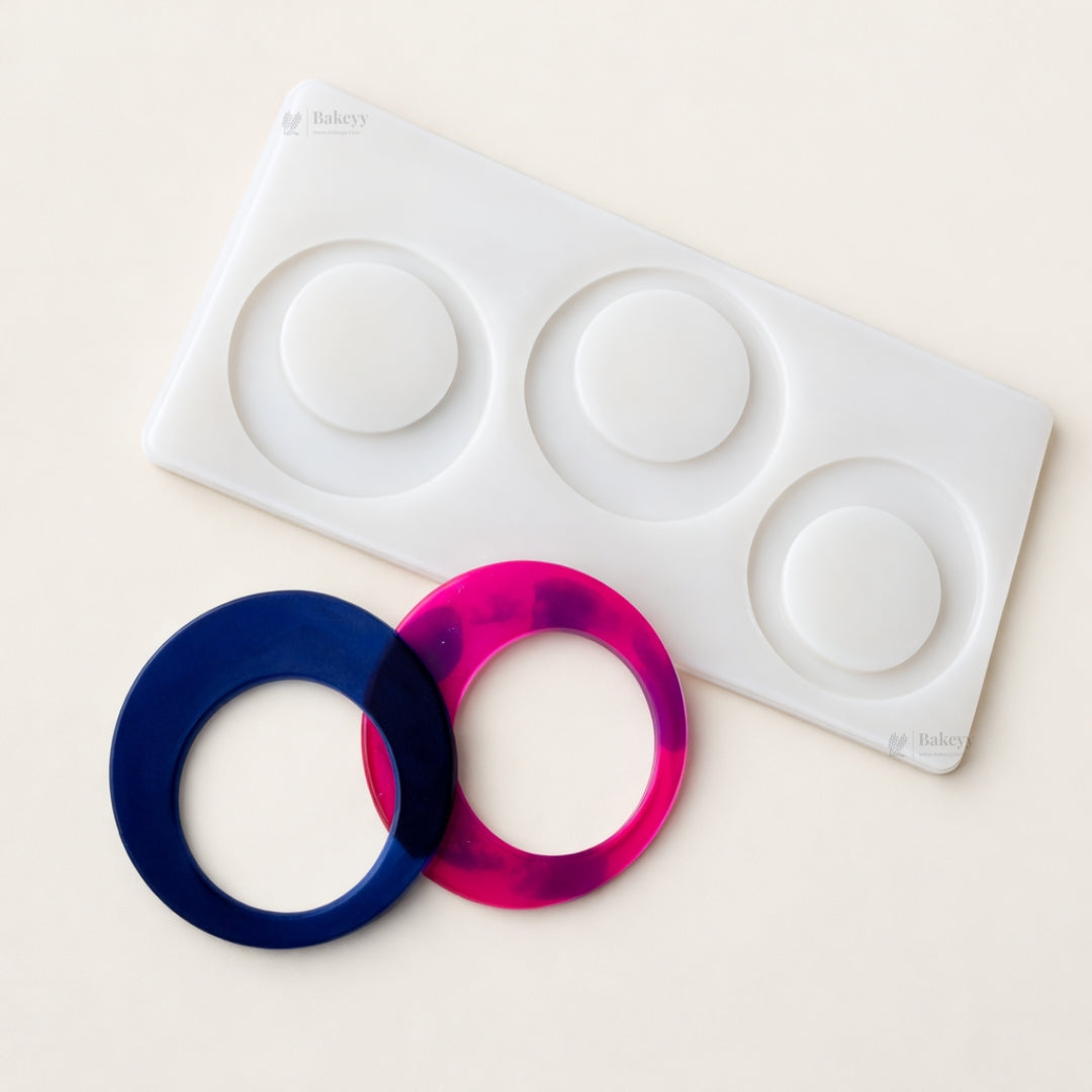 3 cavity Round Silicone Mould | Orbit Trio Ring Shape | Minimal Cavity Design for Desserts & Baking | Pack of 1