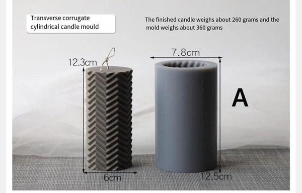 3D Cylinder Stripe Wave Candle Mold Silicone Clay Soap Mould | Cake Mould Fondant Decorating Cake - Bakeyy.com