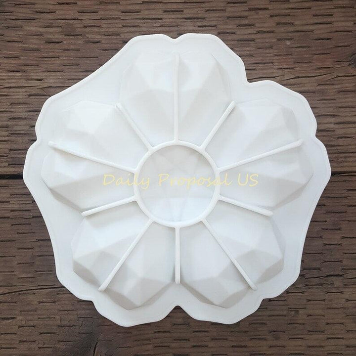 3DWave Heart Silicone Mold | Diamond Flower Shaped Moulds Entremet Cake Mousse Mould - Bakeyy.com