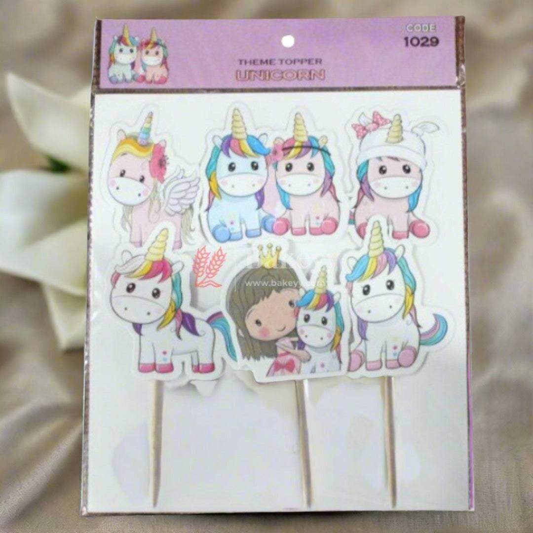 6pcs Unicorn theme Birthday Cake Topper| Cupcake Toppers| Bday Decorations Items - Bakeyy.com - India - 6pcs Unicorn theme Birthday Cake Topper| Cupcake Toppers| Bday Decorations Items - Default Title