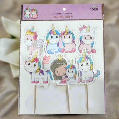 6pcs Unicorn theme Birthday Cake Topper| Cupcake Toppers| Bday Decorations Items - Bakeyy.com - India - 6pcs Unicorn theme Birthday Cake Topper| Cupcake Toppers| Bday Decorations Items - Default Title