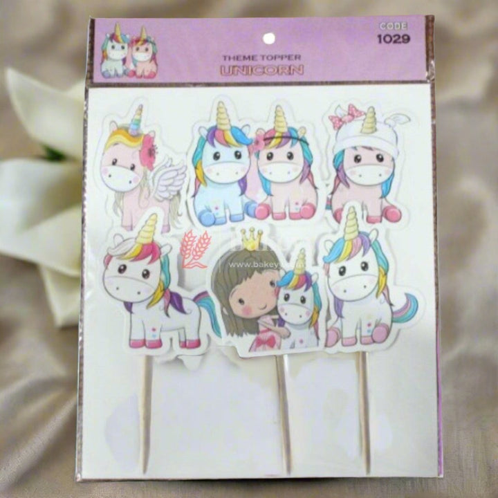 6pcs Unicorn theme Birthday Cake Topper| Cupcake Toppers| Bday Decorations Items - Bakeyy.com