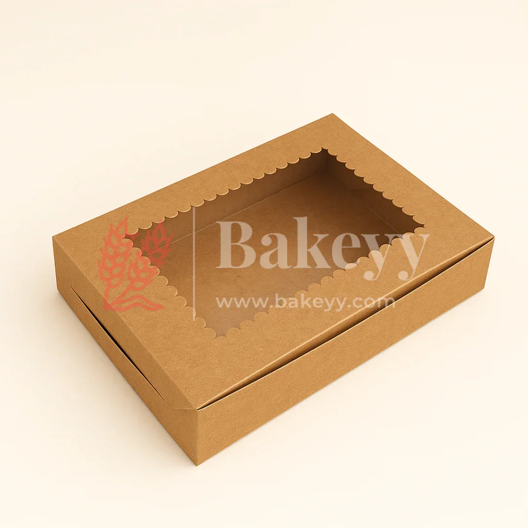 11.75x9x2.5 inch | 12 Piece Brownie Box Premium Kraft Paper | Flower Window | Pack of 10