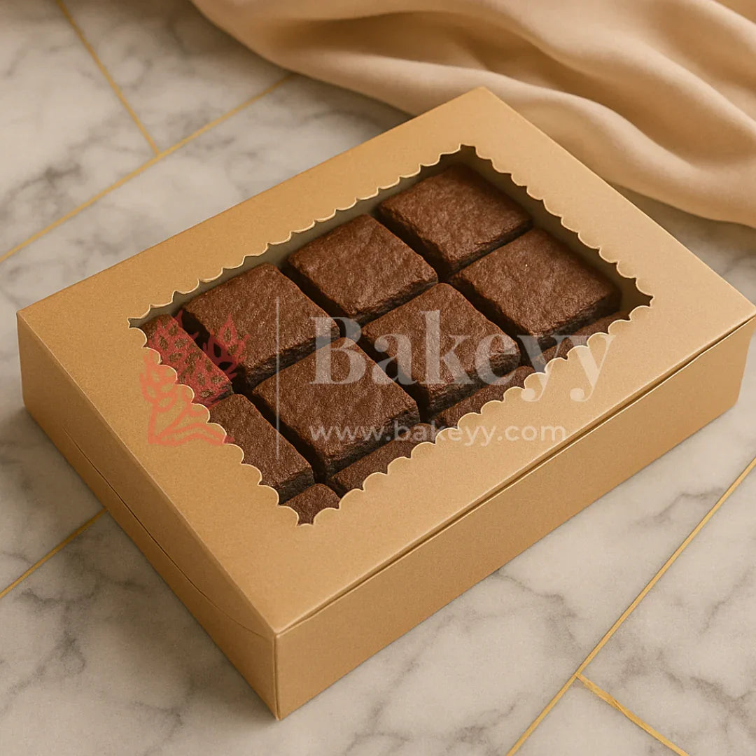 11.75x9x2.5 inch | 12 Piece Brownie Box Premium Kraft Paper | Flower Window | Pack of 10