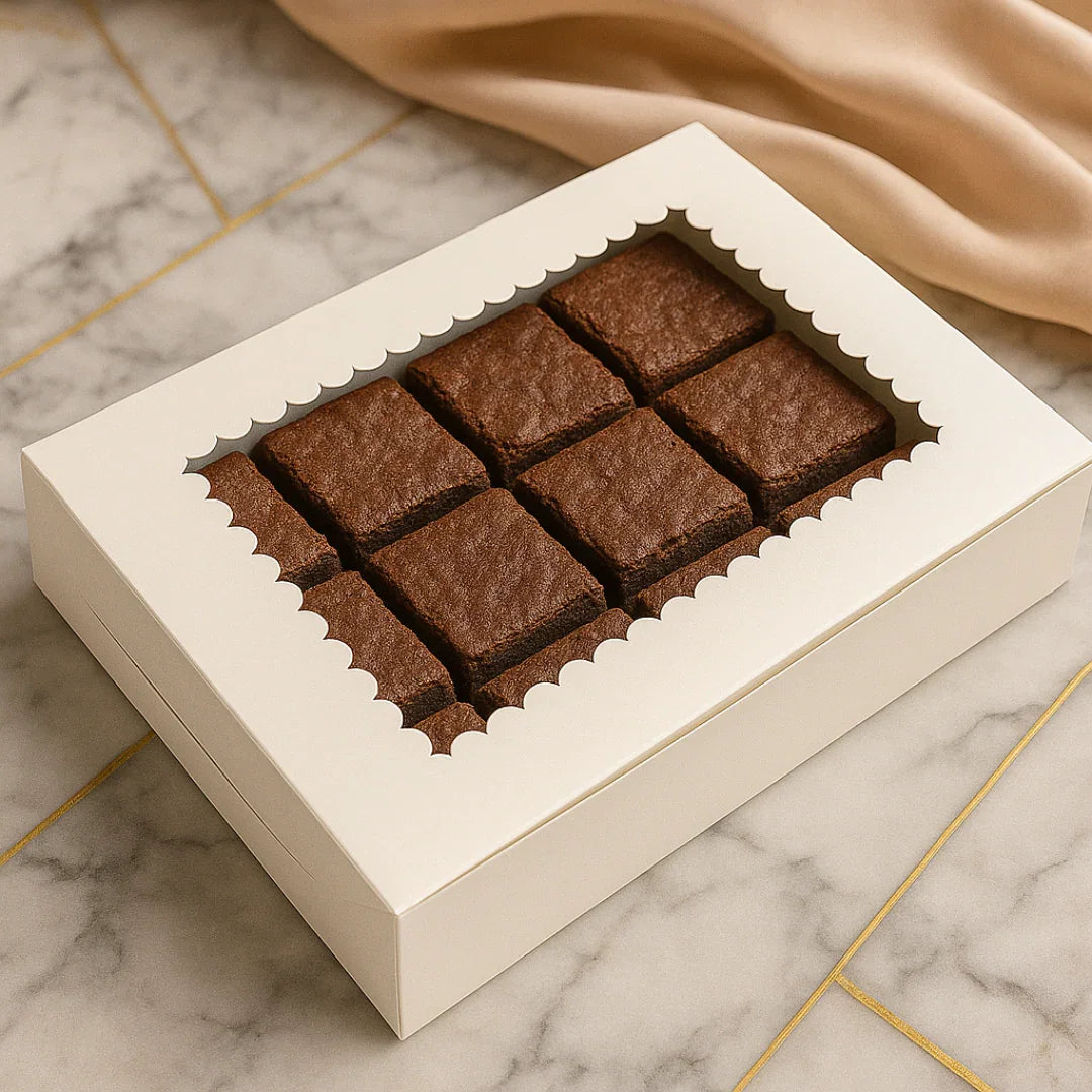 Kraft & White Brownie Box | Cookie Packaging Box- Pack of 10