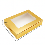 11.75x9x2.5 inch | 12 Piece Brownie Box Premium Metallic Gold | Flower Window | Pack of 10