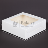 6x6x1.75 inch | 4 Piece Brownie Box Premium Creamy White | Flower window | Pack of 10