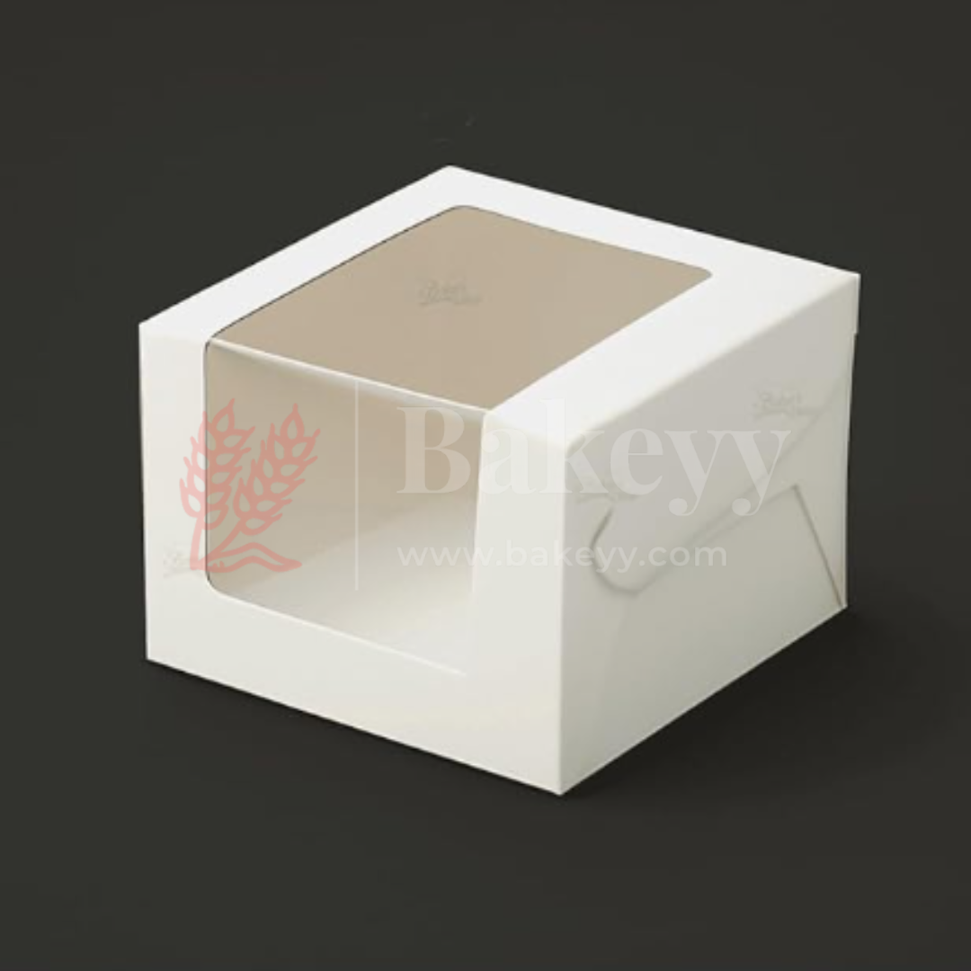 3x3x1.75 inch | 1 Piece Brownie Box Premium Creamy White  | L Shaped Window | Pack of 10