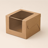 3x3x1.75 inch | 1 Piece Brownie Box Premium Kraft Paper | L Shaped Window | Pack of 10