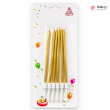3mm Metallic Straight Birthday Cake Candles with Holders | Pack of 6