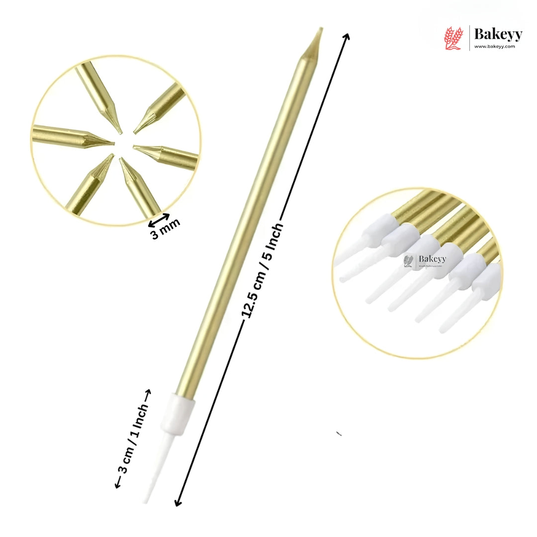 A single gold metal cake topper with multiple pointed tips, shown on a white background with dimension labels indicating 12.5 cm length and a 3 cm tip width.
