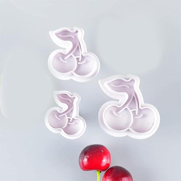 3PCS Cherry Plunger Cookie Cutters Cake Decorating Tools DIY Cookie Molds - Bakeyy.com