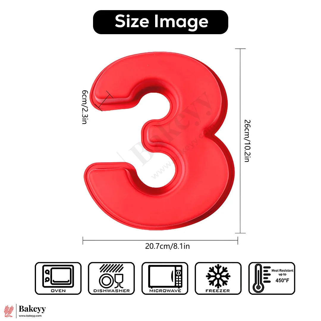 Silicone Number 3 Cake Mold – Non-Stick, Heat Resistant, Multipurpose Baking Mould (Pack Of 1)