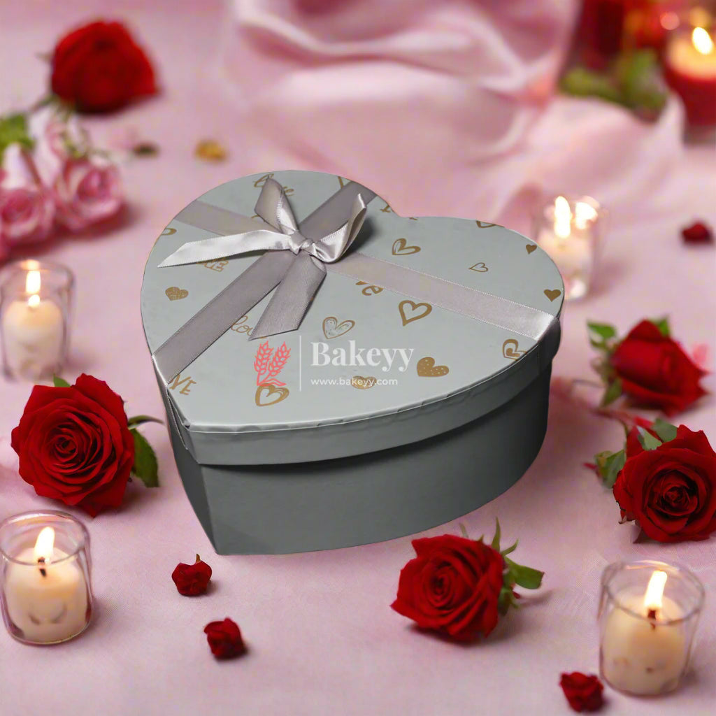 Valentine Gift | Heart Shape Gift Box with Ribbon | Black | White | Pink | Red | Maroon | Grey |(Large) - Bakeyy.com - India - {{ variant.name }}