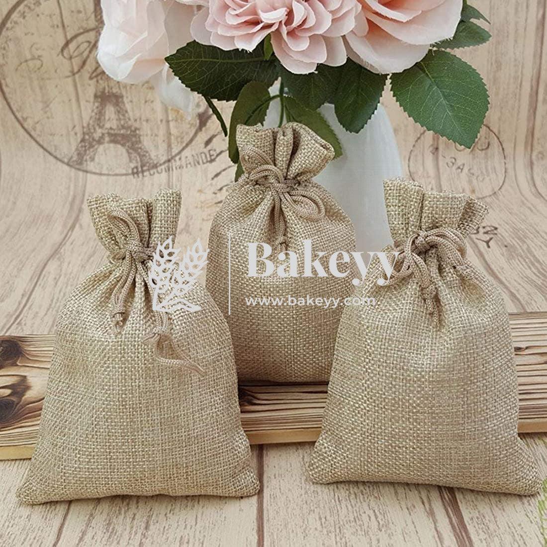 8x10 CM | Jute Potli Bag | Gift Return Gifts Bags| Natural Jute Colour | Drawstring Bags - Bakeyy.com - India - 8x10 CM | Jute Potli Bag | Gift Return Gifts Bags| Natural Jute Colour | Drawstring Bags - Pack Of 10 / 3x4 Inch