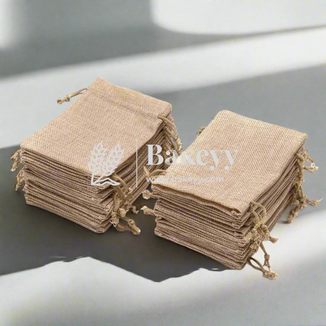 8x10 CM | Jute Potli Bag | Gift Return Gifts Bags| Natural Jute Colour | Drawstring Bags - Bakeyy.com - India - 8x10 CM | Jute Potli Bag | Gift Return Gifts Bags| Natural Jute Colour | Drawstring Bags - Pack Of 10 / 3x4 Inch